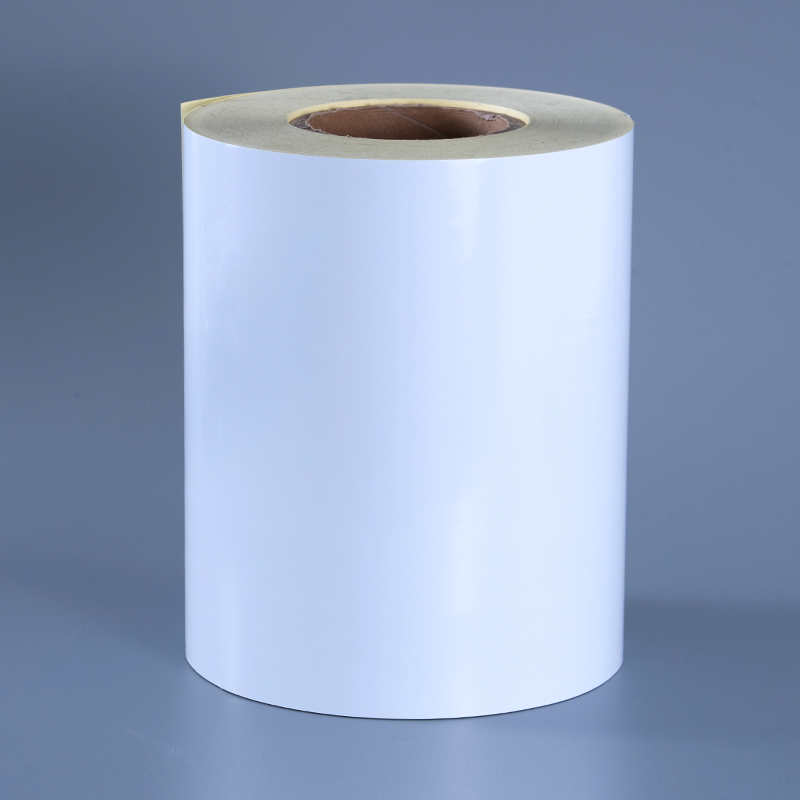 50mic glossy puting polyester film self adhesive label na may naaalis na malagkit na alkohol na lumalaban at mataas na temperatura na lumalaban