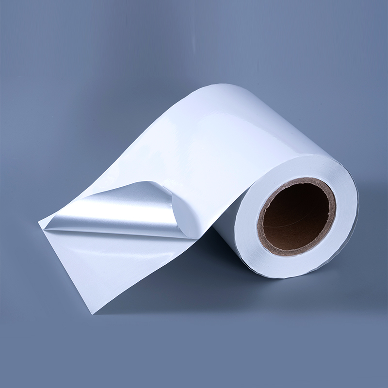 25mic glossy puting aluminized polyester film self adhesive label na may water-based acrylic adhesive para sa pag-print ng inkjet