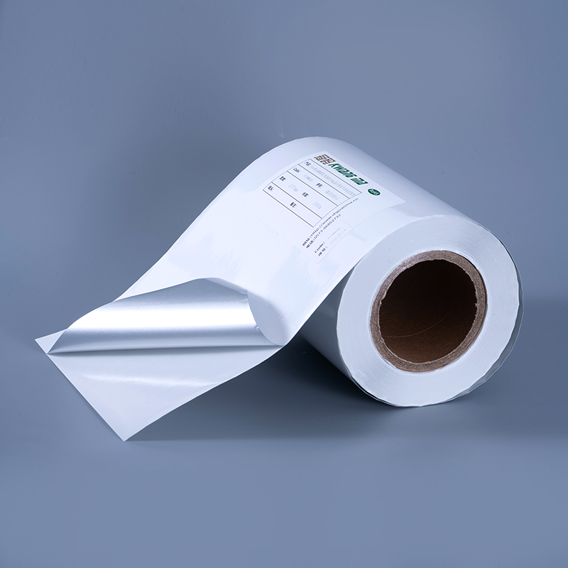 25mic glossy puting aluminized polyester film self adhesive label na may water-based acrylic adhesive para sa pag-print ng inkjet